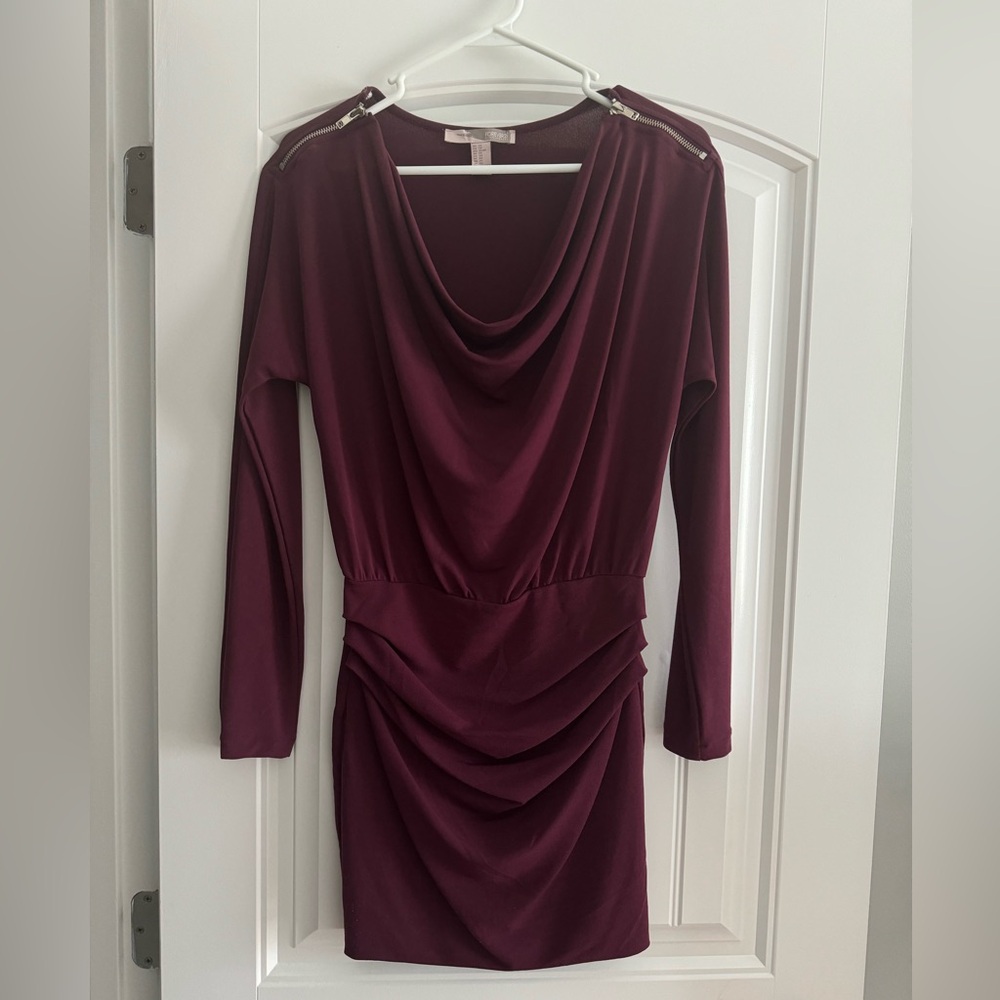 Elegant Burgundy Draped Dress
